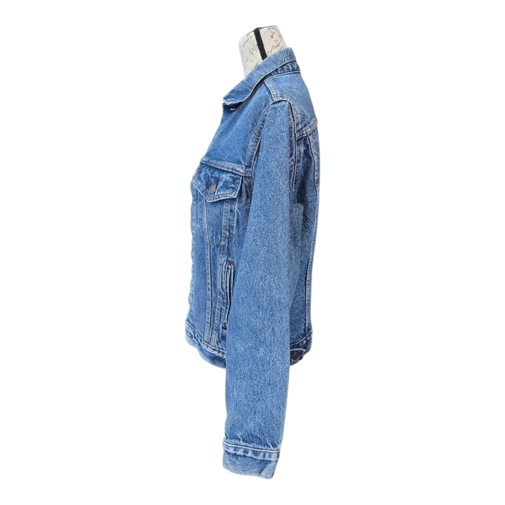 Levi's Made In USA Vintage Button Front Trucker Blue Jean Jacket 40L - Picture 3 of 7
